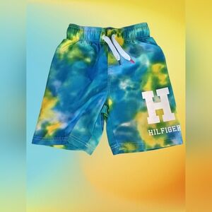 Boys Tommy Hilfiger Blue and Yellow Tie-Dye Swim Shorts Size 8